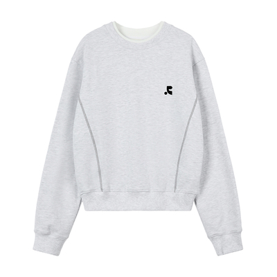 拼色双层领logo印花套头卫衣