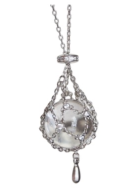 甜酷风纯银优雅水晶球捕梦网项链