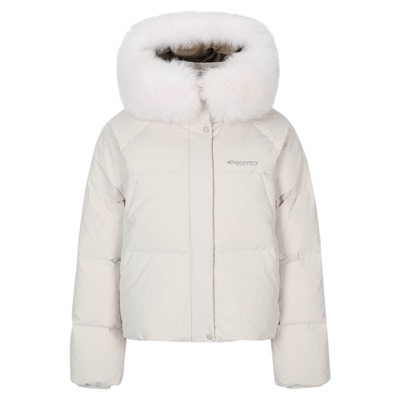 Discovery探索户外加厚短款鹅绒羽绒服毛领保暖面包服25冬新品
