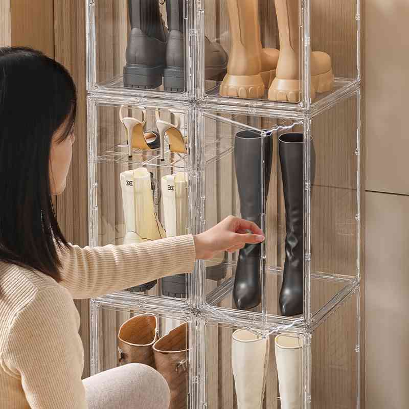 鞋盒长筒靴子收纳盒全透明防氧化防尘神器存放马丁靴子省空间鞋柜