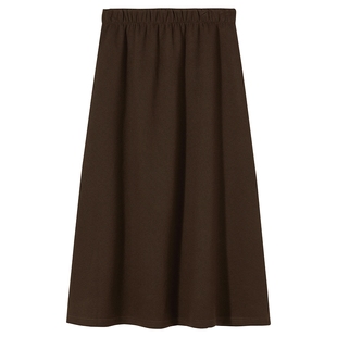 热风女士半身裙2025年秋冬季新款高克重针织伞裙松紧腰休闲半裙