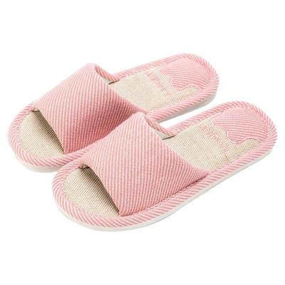 洁丽雅买1送1亚麻拖鞋防滑软底