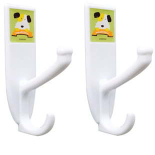 强力大号塑料粘胶挂钩厨房墙壁门后创意衣服双勾粘钩六个装买2送1