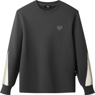 HLA/海澜之家亦心即为男士卫衣25秋季新款珠地圆领刺绣上衣男生款