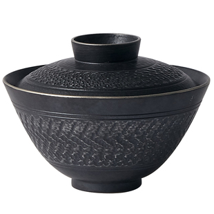 玩物志【黑铁时代】跳刀包银二才盖碗单个 复古手工陶瓷茶碗130ML