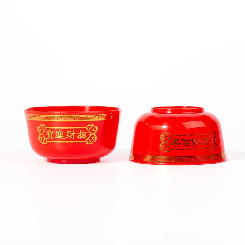 红色高脚酒杯金色贡碗塑料