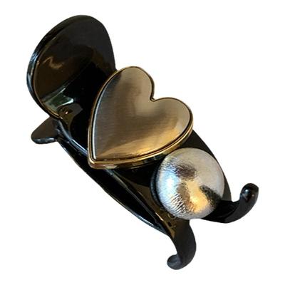 甜美气质珍珠爱心高马尾抓夹女