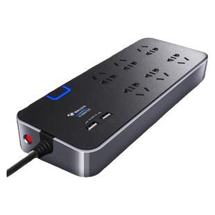 公牛插座防雷抗电涌面板家用宿舍插线板排插拖接线板插排黑色带线