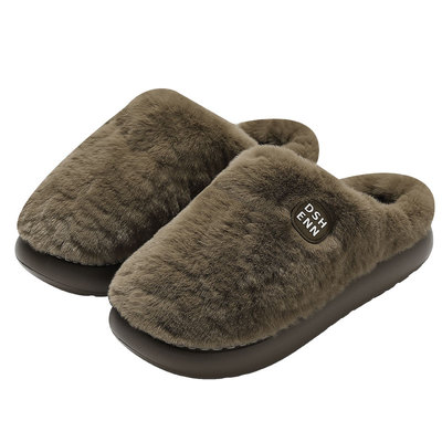 红豆棉拖鞋男款厚底防滑毛拖鞋