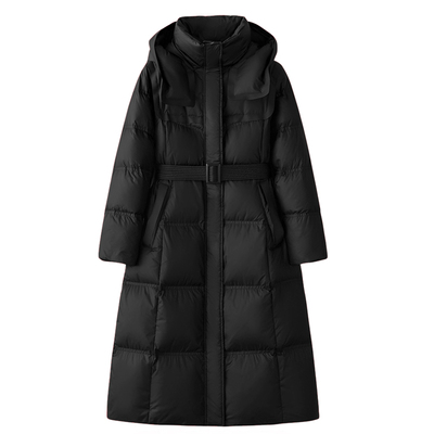 韩版长款连帽显瘦羽绒服