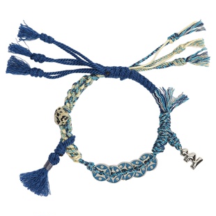 Tagi.塔皮金币五帝钱手工编织流苏爱心调节手链