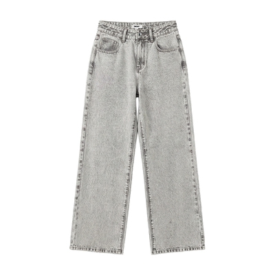 做旧水洗直筒牛仔长裤