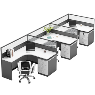 职员办公桌简约现代4/6人工位桌屏风卡座办公室桌椅组合办公家具