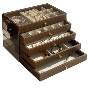 首饰收纳盒高档精致木质多层大容量耳环耳钉项链戒指饰品盒抗氧化