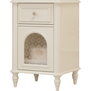 实木烤漆床头柜保险柜一体法式奶油风小户型多功能床边柜2025新款