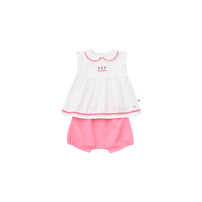 BLUEDOG蓝狗春夏儿童花边无袖套装甜美休闲两件套短袖上衣