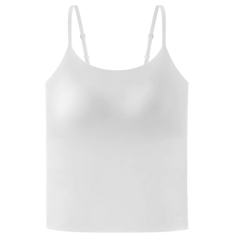 松山棉店冰丝细肩带可外穿文胸聚拢背心白黑聚拢二合一带胸垫吊带