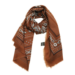 复古黑色印花屁帘丝巾女韩系慵懒风薄款披肩小众系脖围巾配饰腰带