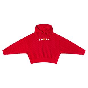 Kappa卡帕2026春季新年款红色卫衣套头帽衫女运动卫衣休闲外套