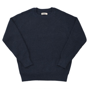 柴米加厚插肩圆领毛衣男保暖套头重磅针织衫美式复古阿美咔叽秋冬