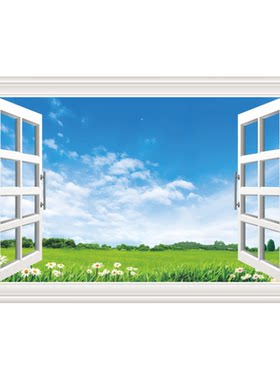 风景画墙贴仿真假窗户3d墙纸墙贴壁纸客厅窗户贴纸卧室墙壁贴画