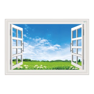 风景画墙贴仿真假窗户3d墙纸墙贴壁纸客厅窗户贴纸卧室墙壁贴画
