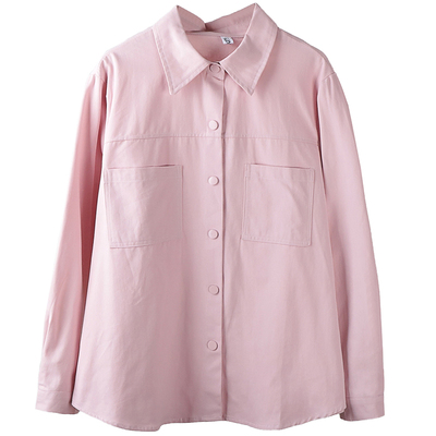 大码衬衫外套女士工装纯棉遮肉