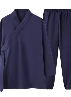 道家三清乾坤套装男女斜襟练功服三宝领道服武当太极服居士服修禅