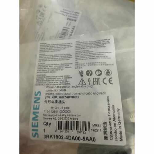 议价西门子3RK1902-4DA00-5AA0角形电缆插头传感器