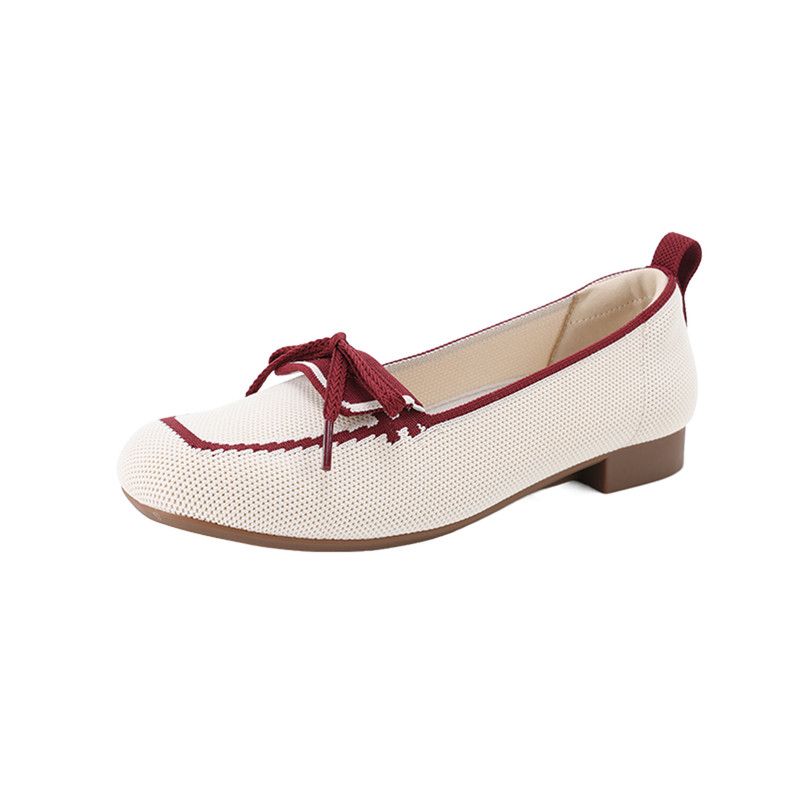 Pansy盼喜日本女鞋一脚蹬撞色蝴蝶结浅口软底通勤鞋2026春新款