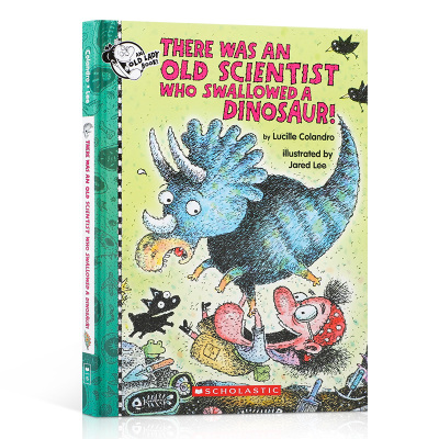 英文原版 吞苍蝇的老太太同系列绘本There Was an Old Scientist Who Swallowed a Dinosaur!吞掉恐龙的科学家 儿童启蒙韵文故事书