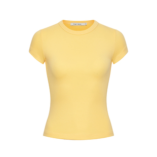 Right Above【福利款】冰皮凉感小飞袖修身短袖t恤夏正肩短款上衣