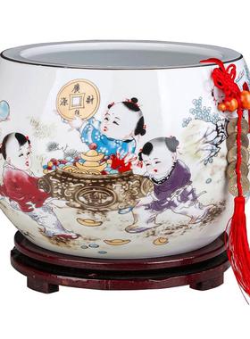 景德镇陶瓷聚宝盆摆件新中式装饰