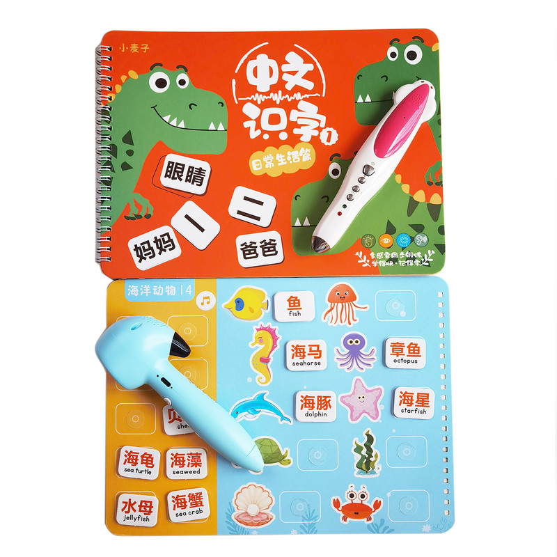 幼儿园儿童宝宝识认字卡粘贴早教启蒙安静书魔术贴益智小蝌蚪点读