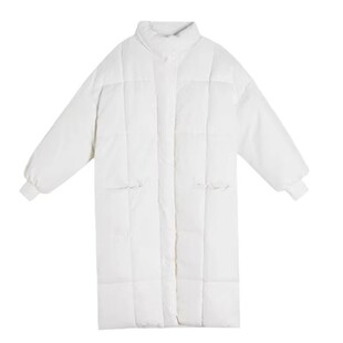 长款过膝立领白色羽绒棉服女加厚冬2025新款韩版宽松休闲百搭棉衣
