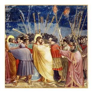 犹大之吻挂画Kiss of Judas乔托迪邦多纳作品欧洲文艺复兴装饰画
