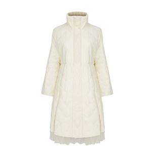 sdeer圣迪奥女装立领喇叭袖收腰肌理网纱棉服S234Z2301