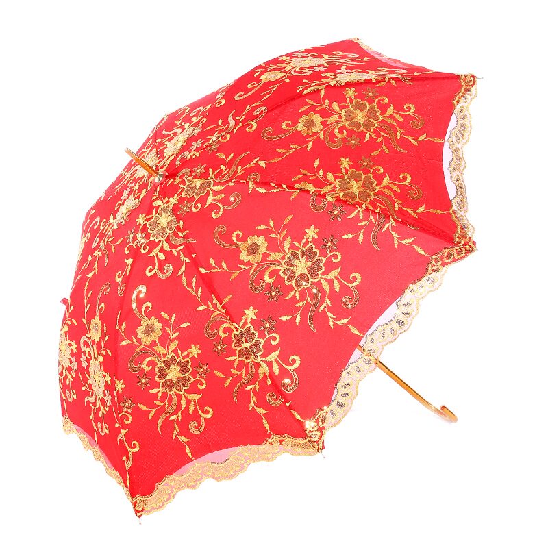 双层红伞姿彩防雨长伞结婚复古风