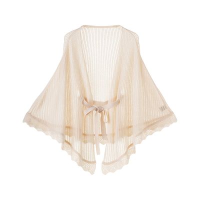 纯山羊绒披肩女开衫镂空斗篷围巾