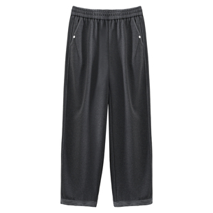 安芙琳-加绒加厚小个子灰色毛呢奶奶裤女秋冬新款宽松九分萝卜裤