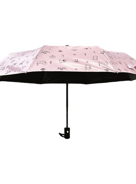 可爱黑胶自动防晒晴雨伞