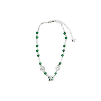 翡翠珍珠蝴蝶项链汪苏泷同款