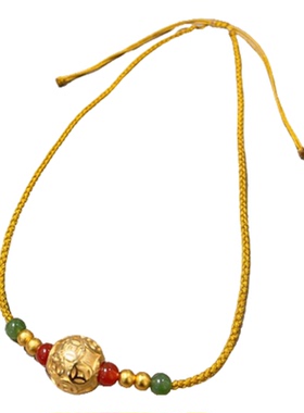 转运珠仿黄金镀金编绳项链女