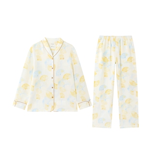 全棉时代女士睡衣褶皱纱纯棉柔软A类全棉睡衣居家服家居纯棉睡衣