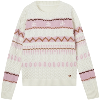 elandkids女童圆领休闲毛衣