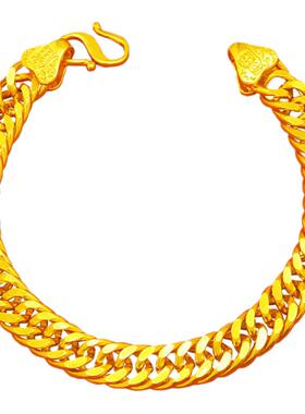 创缘镀黄金手链男粗福