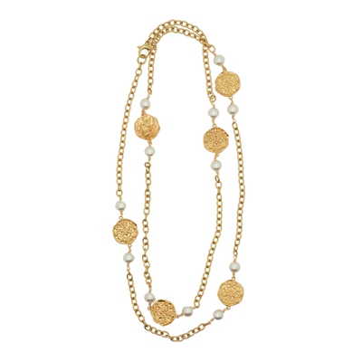 小香风复古浓金珍珠长项链