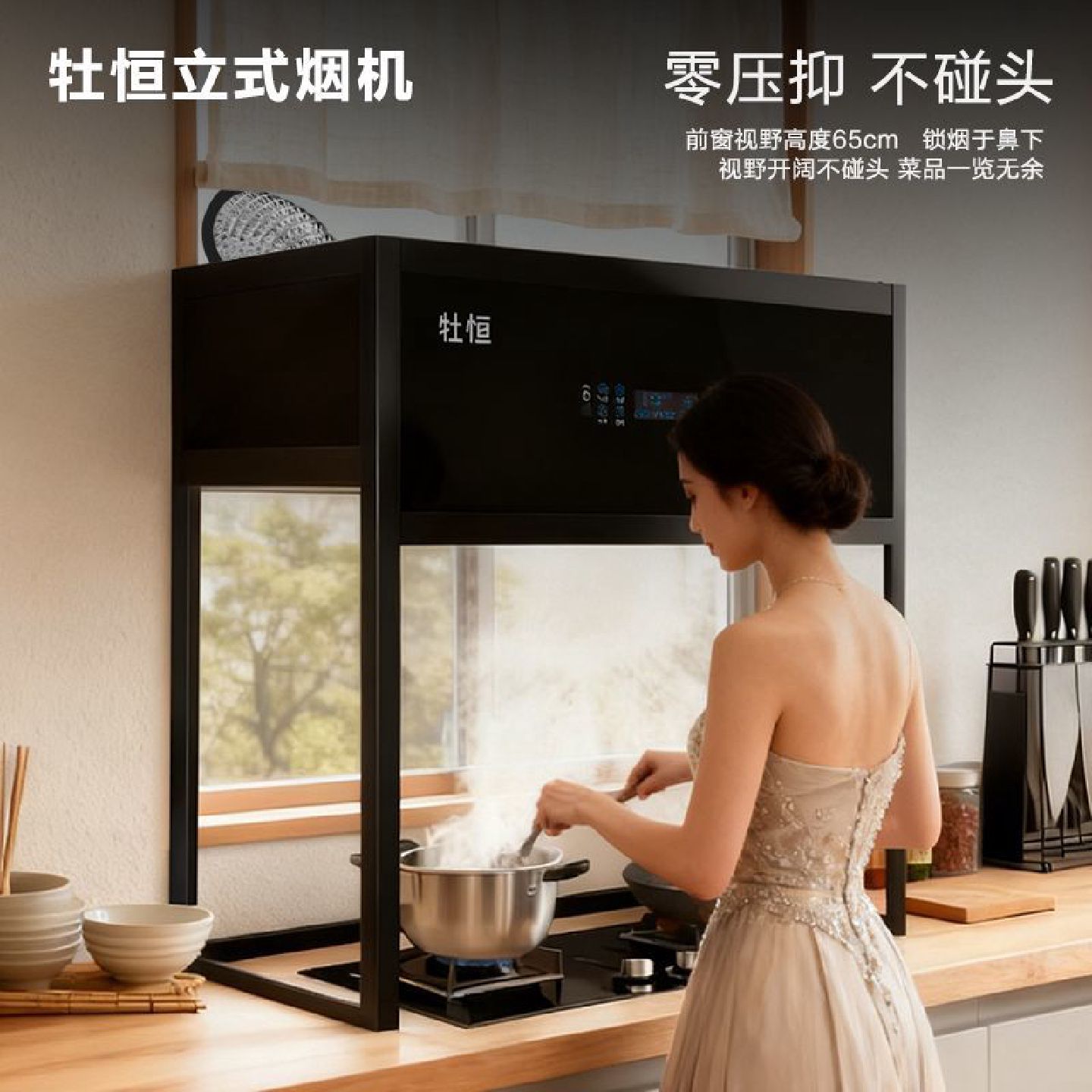 赠送烟管柜式抽油烟机立柜立式不挂墙油烟机家用一体抽油烟机