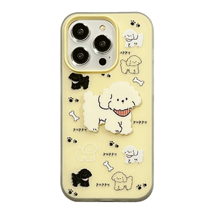 可爱卡通斑点小狗适用苹果15promax手机壳情侣iPhone14新款15pro小众11硅胶13女12创意14pro网红全包防摔套软