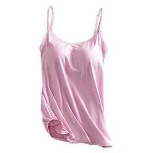 莫代尔吊带背心女带胸垫内搭文胸一体式内衣打底大码防走光抹胸夏